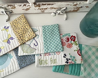 Frühling Mug Rugs Maschinenstickerei: ITH 13x18 (Digitaler Download)