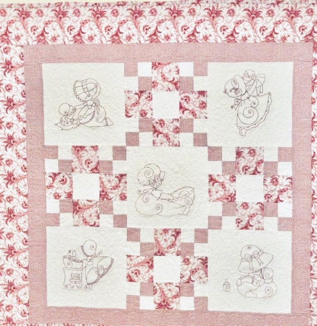 Redwork Baby Quilt Etsy
