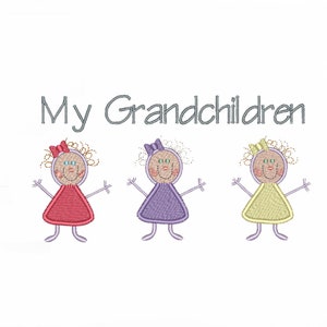 Grandchildren Machine Embroidery Pattern, Grandchildren Embroidery, ITH Machine Embroidery