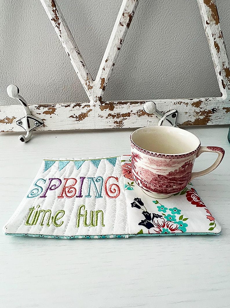 Spring Mug Rugs Machine Embroidery Designs: ITH 5x7 (Digital Download) image 8