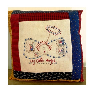 Log Cabin Angel Hand Embroidery Pattern: Pillow Instructions (Instant Download)