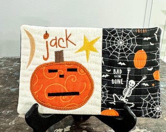 Tapete para caneca Jack Pumpkin Halloween com bordado à máquina, tapete para caneca ITH, 2 tamanhos