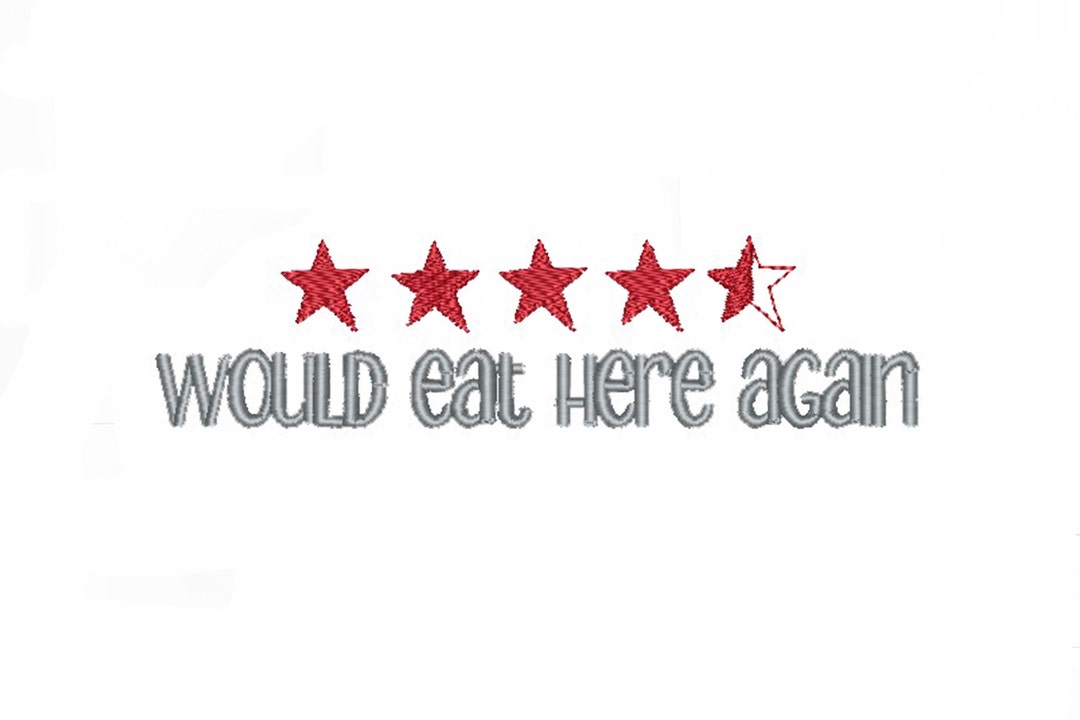 Humorous Kitchen Saying, ITH Machine Embroidery, Would Eat Here Again