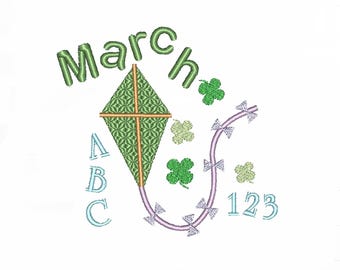 March Season Machine Embroidery Design, 5x7 and 6x10 Hoop, Instant Download