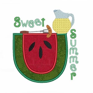 Sweet Summer Machine Embroidery Pattern, Four Sizes, Summer Pattern
