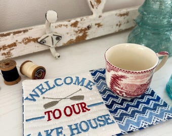 Lake House Mug Rug ITH Machine Embroidery Pattern (5x7, 6x10)