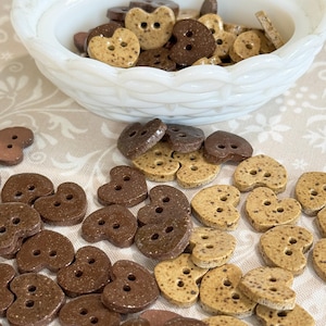 Vintage DeCuyper Buttons, 1/2&quot; Fat Heart Buttons, Stoneware Buttons
