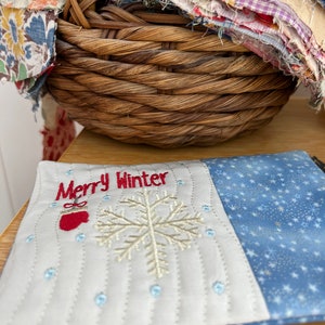 Winter Snowflake Mug Rug ITH Machine Embroidery Design (5x7, 6x10)