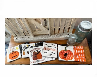 Halloween Mug Rug ITH Embroidery Applique Patterns: Five Designs (5x7, 6x10) (Digital Download)