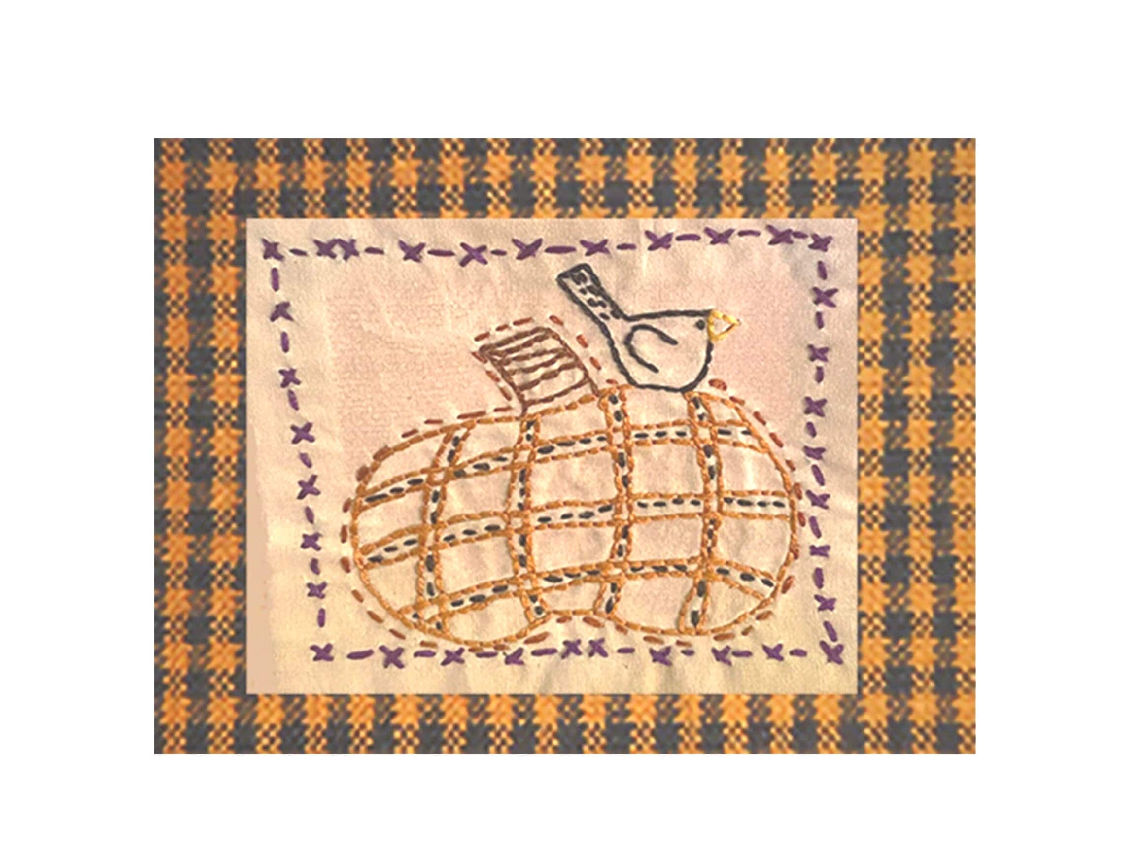 Pumpkin Crow Hand Embroidery Pattern: Primitive Fall Decor (PDF Pattern ...