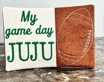 My Game Day Juju Mug Rug Machine Embroidery Pattern, ITH Football Quilted Coaster, Game Day Embroidery Design, Football Gift