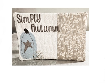 Autumn Mug Rug ITH Machine Embroidery Design, Simply Autumn