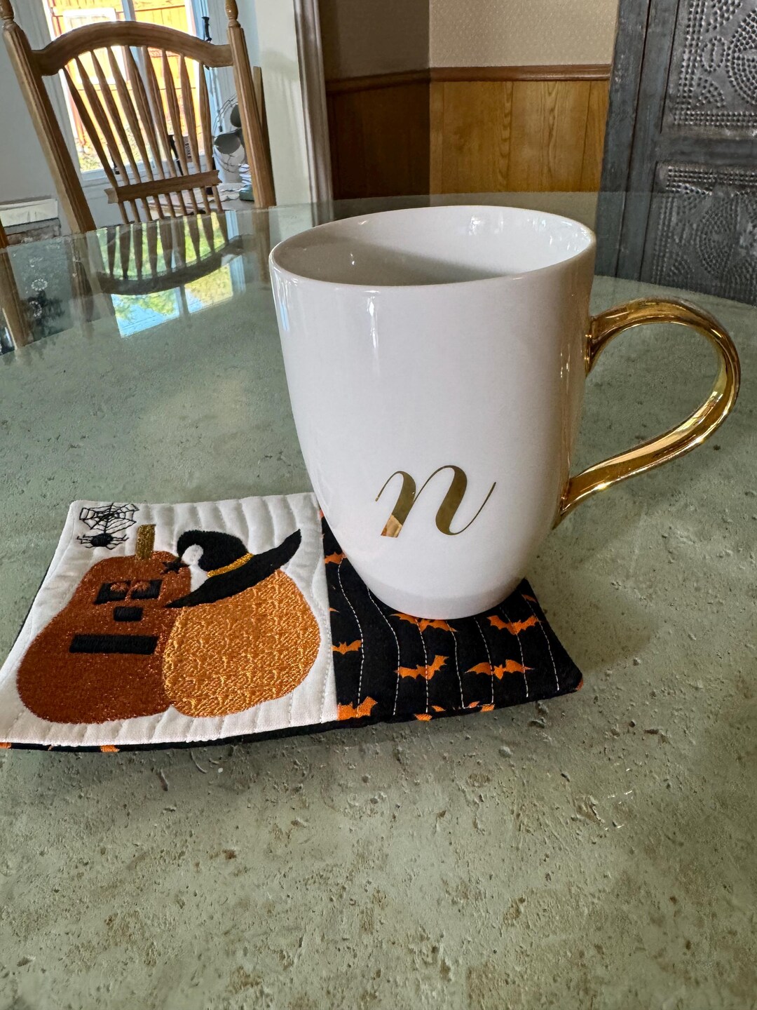 October Pumpkin Mug Rug ITH Machine Embroidery Pattern (5x7, 6x10) - Etsy