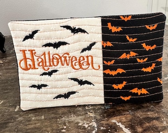 Tapete para caneca com morcegos de Halloween, bordado ITH, decoração assustadora e divertida, 2 tamanhos.