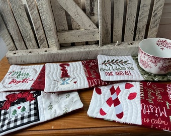 Christmas Mug Rug Pattern Bundle, ITH Machine Embroidery and Applique, Two Sizes Included