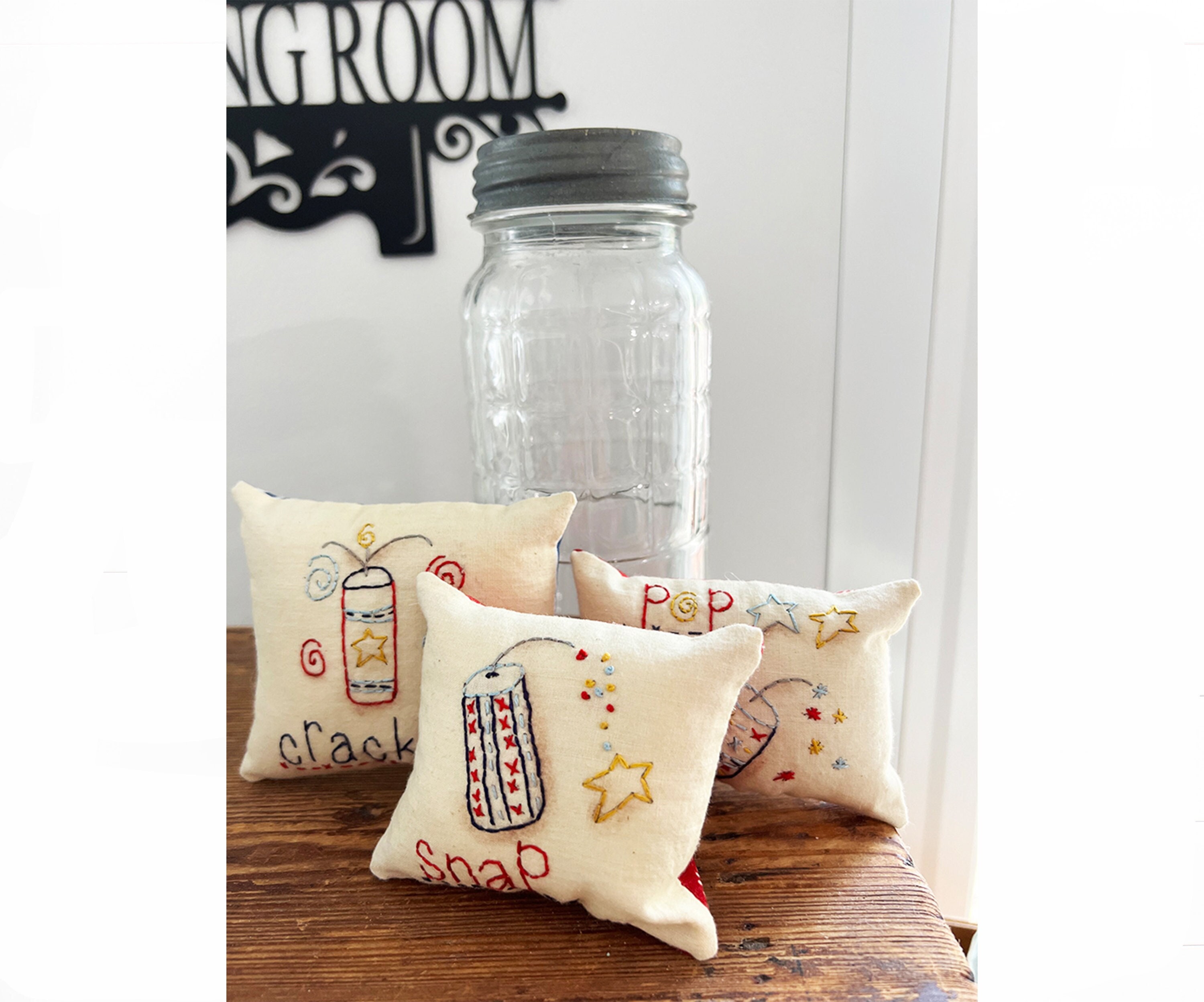 Mini Patriotic Hand Embroidery Pattern: Snap Crackle Pop Designs (Digital Download)