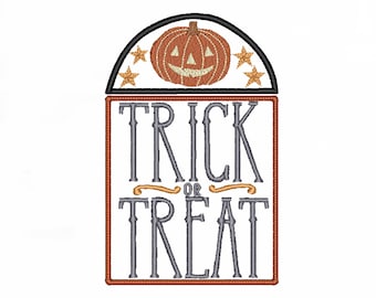 Trick or Treat Machine Embroidery Pattern , ITH Autumn Design, Halloween Embroidery