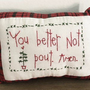 You Better Not Pout Primitive Hand Embroidery Pattern - Basket Case x Needlework Therapy - Instant Download