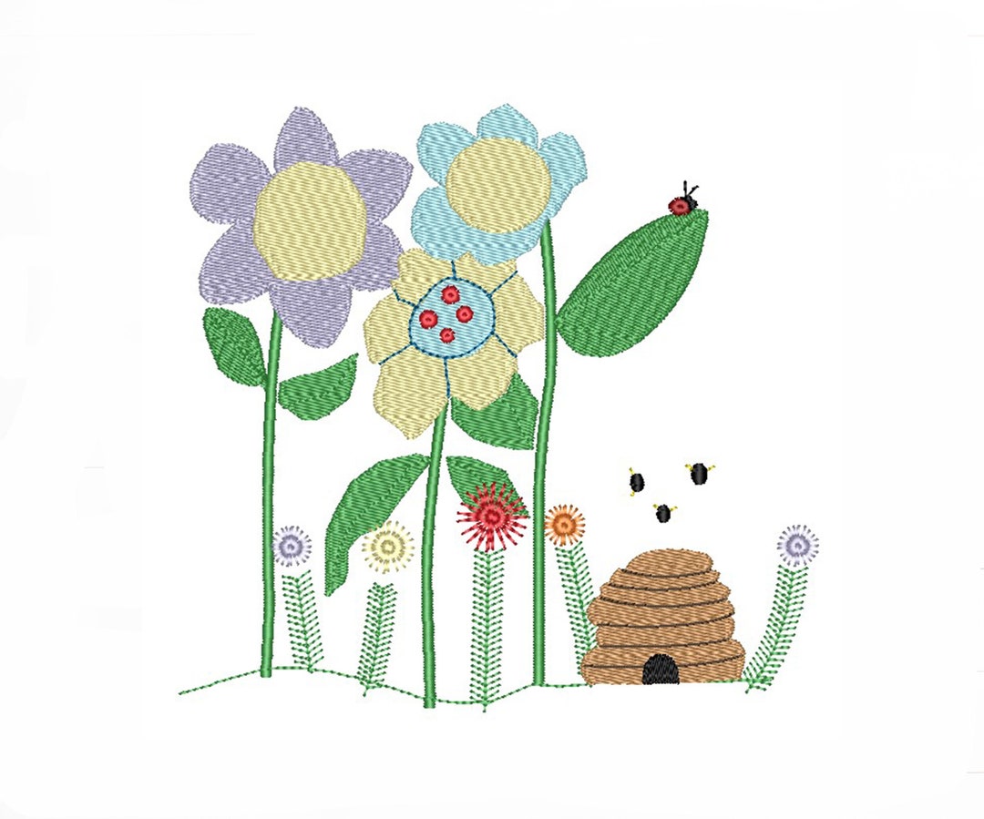Spring Blooms Machine Embroidery Design: Floral ITH Pattern (4 Sizes ...