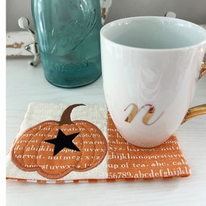 Pumpkin Star Mug Rug: ITH Machine Embroidery Applique (5x7, 6x10)