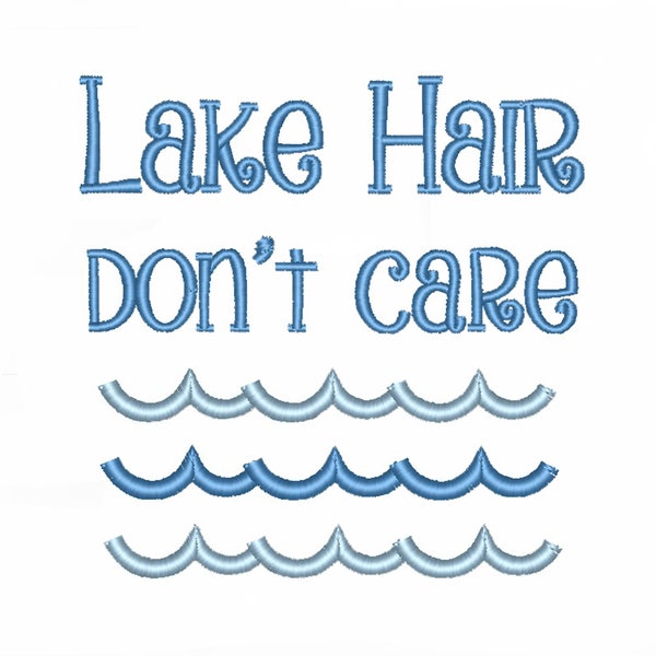 Lake Hair Don't Care2, Machine Embroidery Pattern, Lake Embroidery, Summer Embroidery, Lake Gift