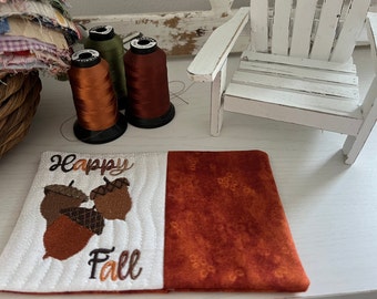 Happy Fall Mug Rug: ITH Machine Embroidery Pattern