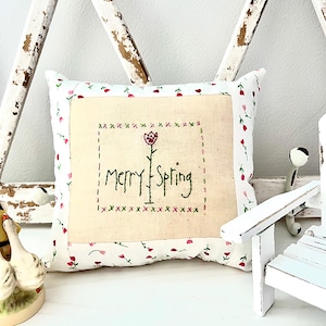 Primitive Hand Embroidery Merry Spring2, Spring Embroidery Pattern