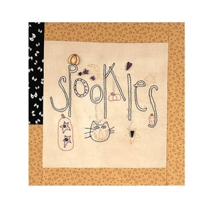 Spookies Primitive Hand Embroidery Pattern - Basket Case Needlework Therapy - Autumn - Instant Download