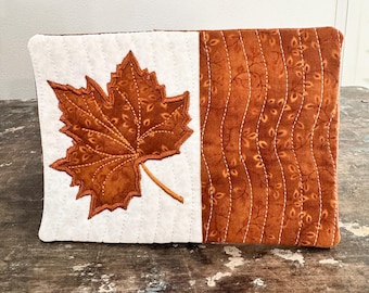Fall Maple Leaf Mug Rug Pattern, Machine Embroidery Applique (Digital Download), Two Sizes