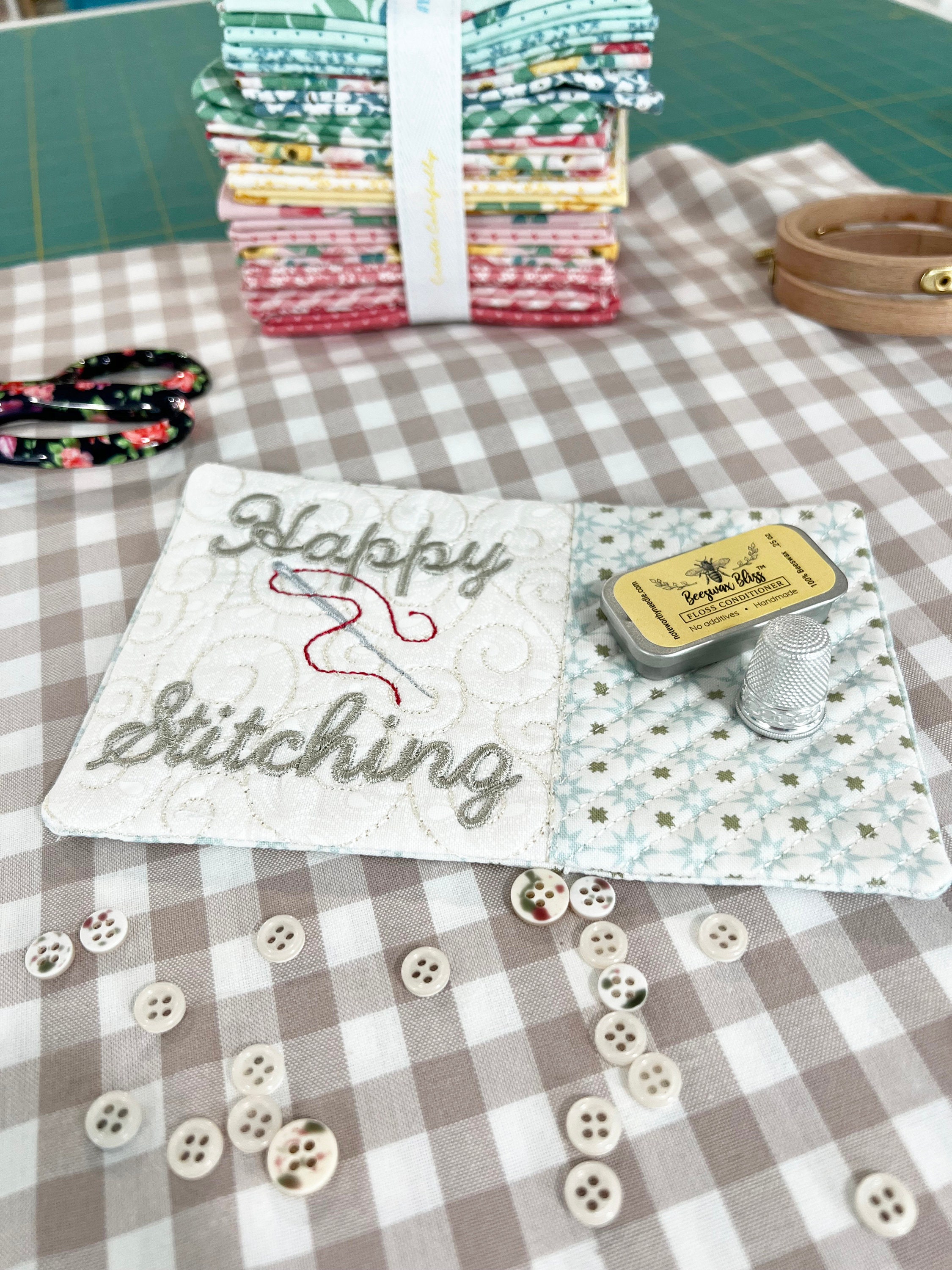Happy Stitching Pattern Happy Stitching Mug Rug: ITH Machine Embroidery Pattern (5x7, 6x10) - Etsy