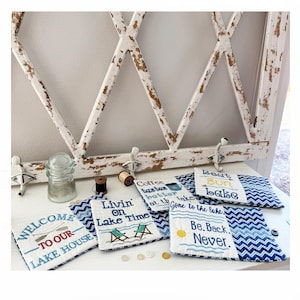 ITH Lake Mug Rug Bundle Set 2, ITH Machine Embroidery, Five Designs Included