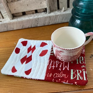 Candy Cane Mug Rug ITH Machine Embroidery Pattern (5x7, 6x10)