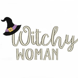 Witchy Woman Machine Embroidery Pattern, Five Sizes Including the Cap, Halloween Pattern