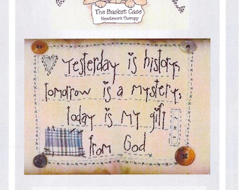 Yesterday is History Primitive Hand Embroidery Pattern - Basket Case x Needlework Therapy - Instant Download