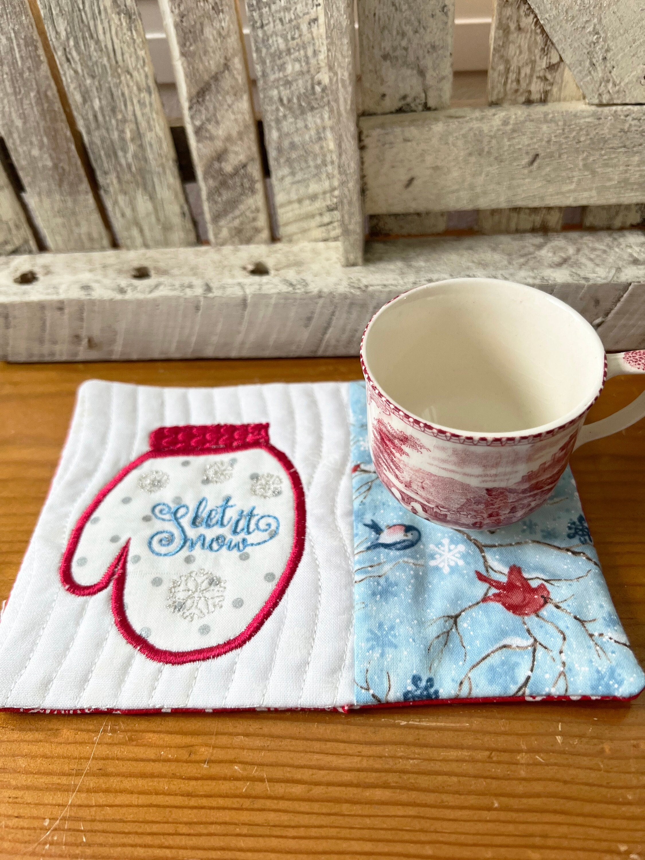 Mitten Mug Rug Winter Mitten Mug Rug Machine Embroidery and Applique ITH - Etsy