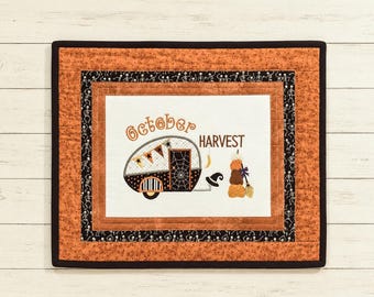 October Harvest Camper Embroidery Wall Hanging Pattern (Digital Download), Fat Quarter Friendly