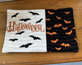 Halloween Mug Rug, ITH Machine Embroidery Pattern, Two Sizes