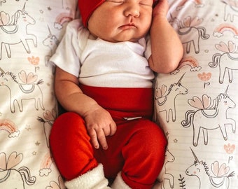 YOU CHOOSE COLOR, Red Leggings and/or Top Knot Headband, Christmas Baby Girl Gift Set, Newborn Coming Home Outfit, Cute Preemie Clothes Set