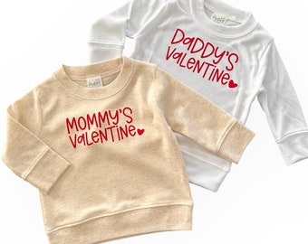 Valentine's Day Baby Sweatshirt - Mommy's Valentine or Daddy's Valentine Pullover - Baby Toddler Clothes, Neutral & White Options, Baby Gift
