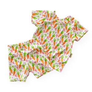Lovely Carrots Dudis Biker Shorts Lounge Set, Handmade Kids Tee and Shorts,  Newborn Clothes, Easter Outfit For Little Girls, Toddler Set