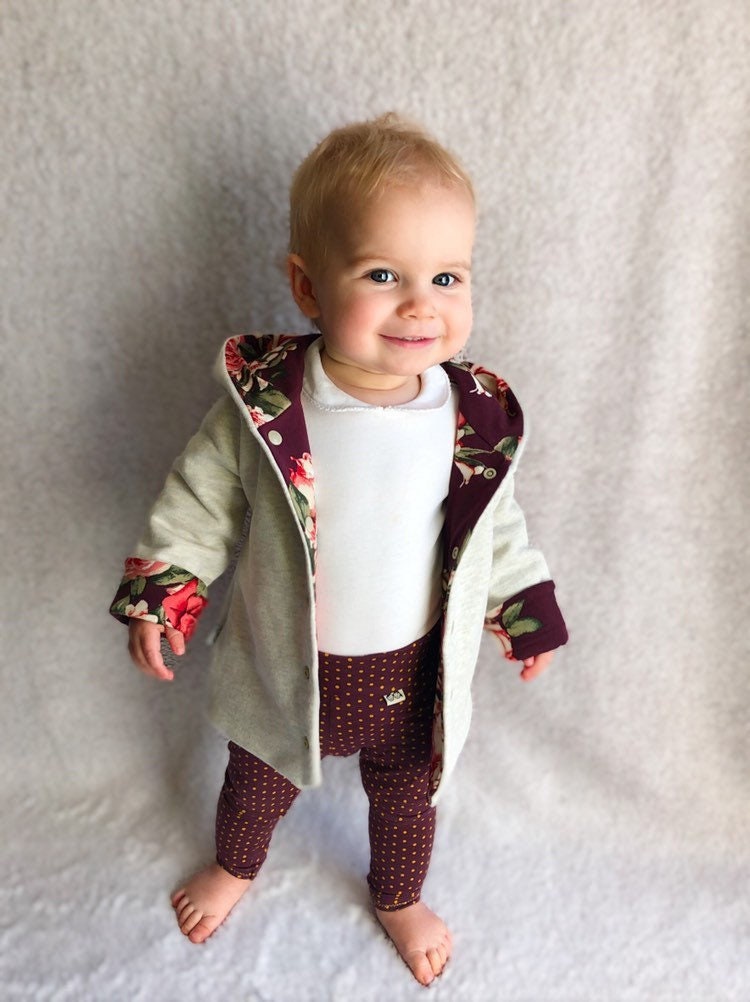 Chaqueta con capucha floral reversible / Bebé niño - Etsy España