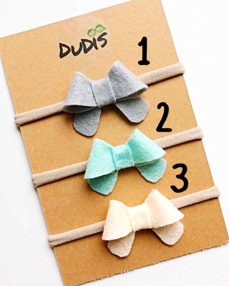 Mini Felt bows Baby Bows Bow on Clip Felt Bow Headband Big Bow Newborn Set Baby Shower Gift