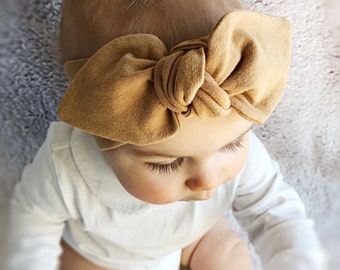 Camel Top-Knot Headband / Baby Girl Headwrap / Pastel Newborn Headband / Adult Knotted Headbands / Preemie Headband /