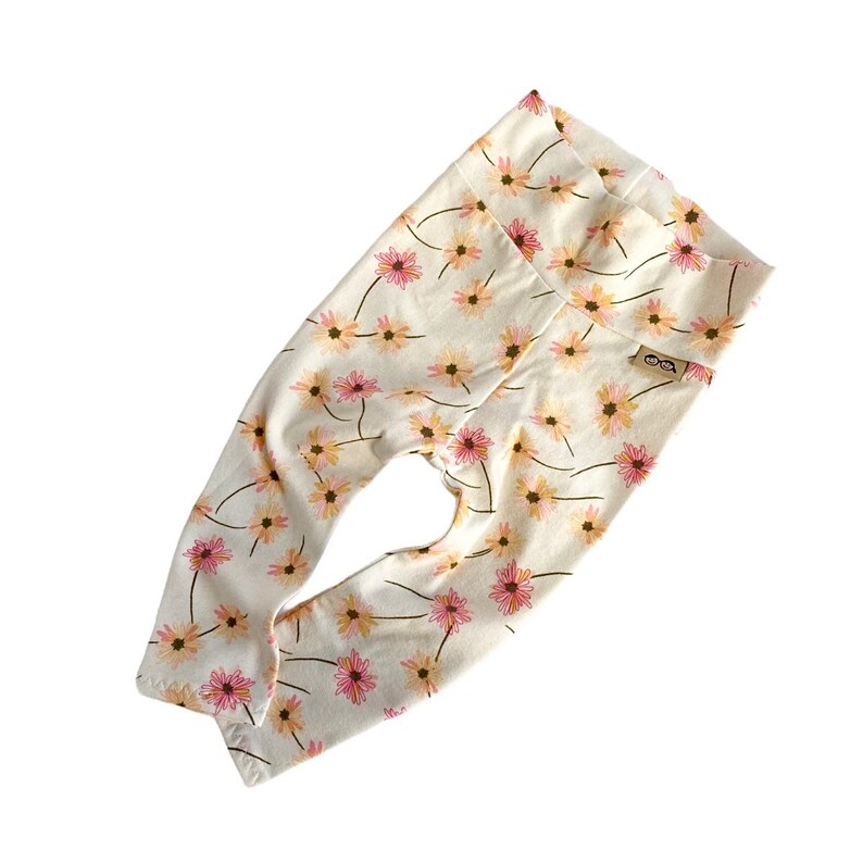 Baby Pants /& Bows Newborn Coming Home Outfit Cream Floral Leggings and Top Knot Headbands Set Preemie Girl Clothes