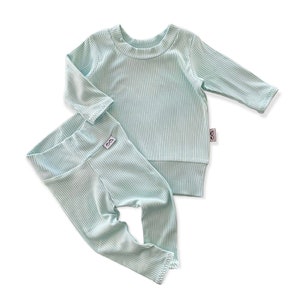 Mint Rib Dudis Lounge Set, Baby Sweatshirt, Handmade Kids Sweater and Pants Set, Holiday Kids Sweatshirt, Christmas Baby Yoga Outfit Set