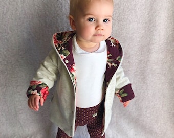 Reversible Floral Hooded Jacket / Baby, Toddler, Kid Coat / Baby Girl Clothes /Autumn Outfit /