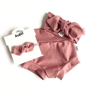 Mauve  Bummy and/or Tiny Knot or Top Knot Headband Set / Baby Girl Outfit Clothes / Baby, Toddler Diaper Cover / High Waisted Shor
