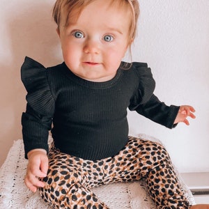Brown/Tan Spot Rib Leggings and/or Top Knot Headband Set, Preemie Girl Clothes, Newborn Coming Home Outfit, Cute Toddler Pants
