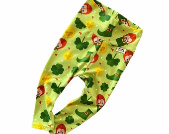 The Lucky Shamrocks Leggings, Newborn Pants, Preemie Boy Clothes, Toddler Tights, Abstract Minimal Print Baby Boy Pants Patrick's Day Outfit