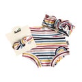 Colorful Rainbows Stripes Bummies and\/or Top Knot or Tiny Knot Headbands, Baby Girl Cute Clothes,Diaper Cover, High Waisted Shorts